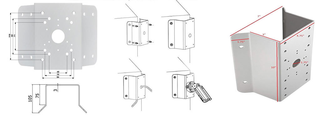 Soporte para anclaje en poste o estructura para camara de sgeuridad Soporte para anclaje en poste o estructura para camara de sgeuridad